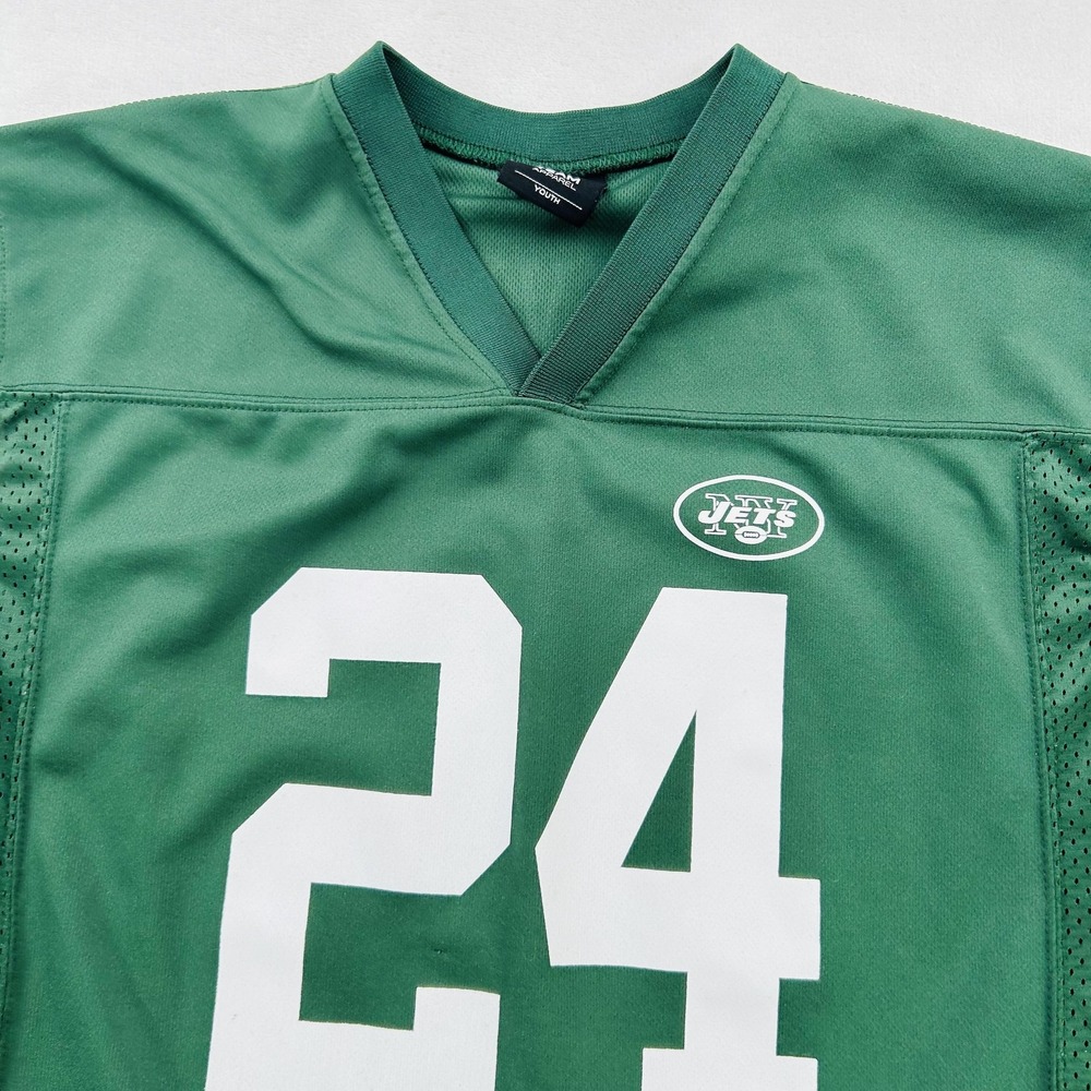 New York Jets Jersey Youth Large Green NFL Football Darrelle Revis 24 Logo Shirt - Picture 5 of 16